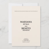 クリームとブラックモダンミニマリスト結婚の 招待状 (正面)