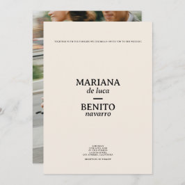 クリームとブラックモダンミニマリスト結婚の 招待状