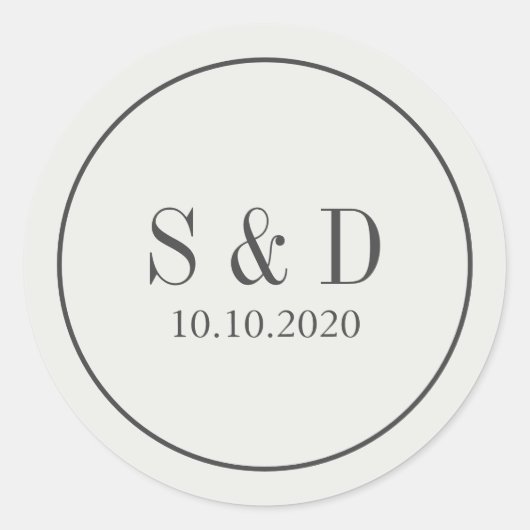 クリームとブルー |の結婚モノグクラシックラム ラウンドシール (正面)