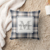 クリームとヘザーグレープレイドファミリー名 クッション (ブランケット)