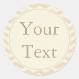 クリームとベージュ色のシールまたはラベル付カスタムき/文字 ラウンドシール