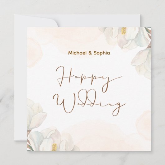 クリームとホワイトハッエレガントピー結婚ズ カード (正面)