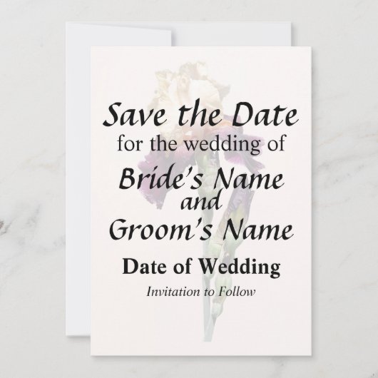 クリームとマルーンのアイリスと芽 セーブザデート (正面)