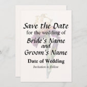 クリームとマルーンのアイリスと芽 セーブザデート (正面/裏面)