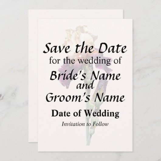 クリームとマルーンのアイリスと芽 セーブザデート (正面/裏面)