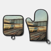 クリームとマルーン列車 鍋つかみ&鍋敷きセット (正面)