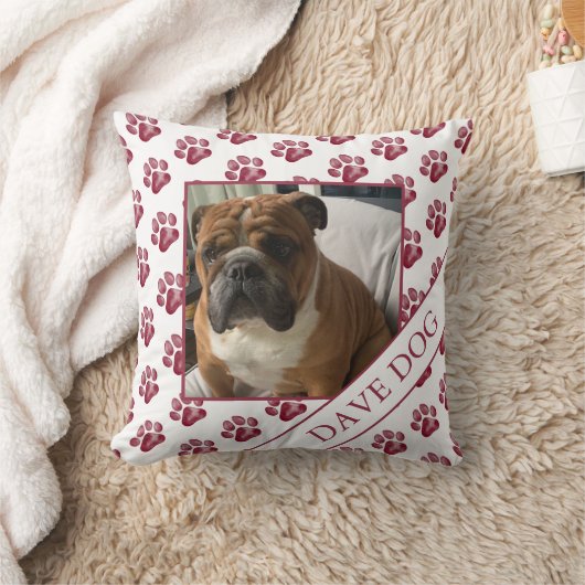 クリームとマルーン犬の写真枕 クッション (ブランケット)