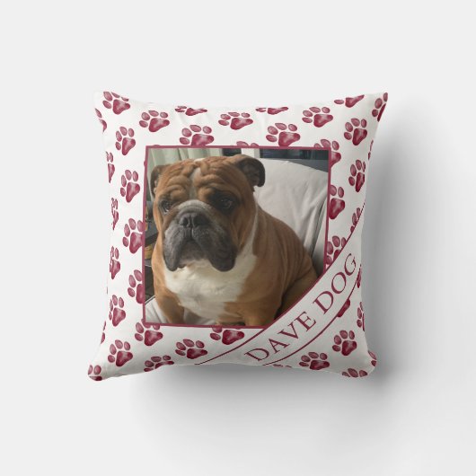 クリームとマルーン犬の写真枕 クッション (裏面)