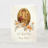 クリームと焦げたオレンジ色のバラ誕生日カード カード (正面)