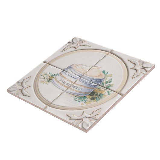 クリームと白の保湿剤タブアートバスルームおもしろいズ タイル (側面)