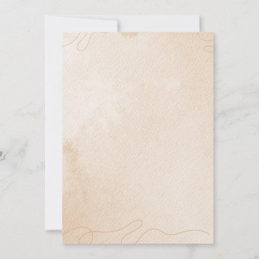 クリームと茶色のフローラ水の色日付を保存 招待状 (裏面)