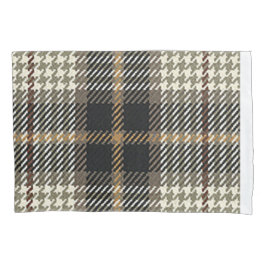 クリームと茶色の格子柄枕カバー 枕カバー