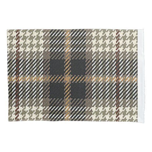 クリームと茶色の格子柄枕カバー 枕カバー (正面左)