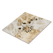 クリームと茶色の装飾フローラタイル タイル (側面)