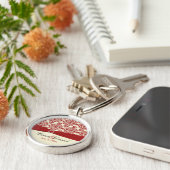 クリームと赤のダマスコウェディングキーホルダー キーホルダー (側面)