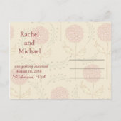 クリームと赤のフローラは日付を保存 案内ポストカード (裏面)