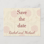 クリームと赤のフローラは日付を保存 案内ポストカード (正面)