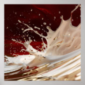 クリームと赤スプラッシュ流体アートポスター ポスター (正面)