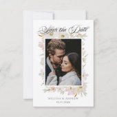 クリームと赤面の水彩花の保存日付 セーブザデート (正面)