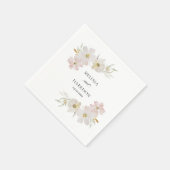 クリームと赤面の水色の花 スタンダードカクテルナプキン (角)