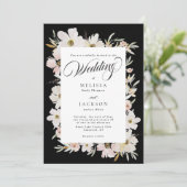 クリームと赤面水彩結婚花ズブラック 招待状 (スタンド正面)