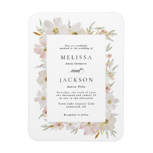 クリームと赤面水彩結婚花 マグネット