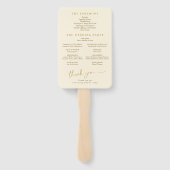 クリームと金ゴールドおもしろい結婚式 プログラムファン ハンドファン (裏面)