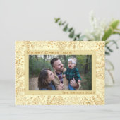 クリームと金ゴールドの葉クリスマスカード シーズンカード (スタンド正面)