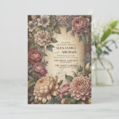 クリームと金ゴールドアンティーク金箔フレーム結婚ズ 招待状 (スタンド正面)