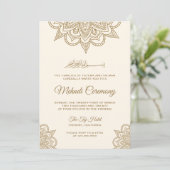 クリームと金ゴールドイスラム教徒メンディ式 招待状 (スタンド正面)