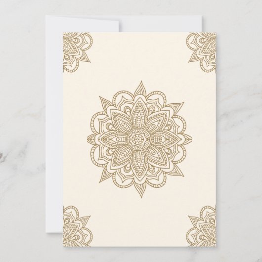 クリームと金ゴールドイスラム教徒メンディ式 招待状 (裏面)