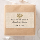 クリームと金ゴールドダマスクのウォーターボトルラベル ラベル (インサイチュ)