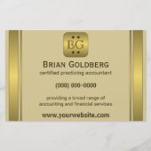 クリームと金ゴールドプレート5.5インチx 8.5インチAccountant Flyers チラシ (正面)