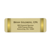 クリームと金ゴールドプレートCPA会計士住所 シール (正面)