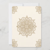 クリームと金ゴールドヘンナメーンディイスラム結婚教徒 招待状 (裏面)