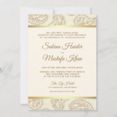 クリームと金ゴールドペイズリーイスラム結婚教徒 招待状 (裏面)