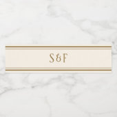 クリームと金ゴールドモノグラム ペットボトルラベル (シングルラベル)