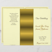 クリームと金ゴールドユダヤの結婚式プログラム (正面/裏面)