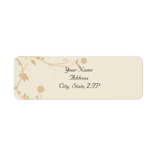 クリームと金ゴールドヴィンテージピンストライプフローラ ラベル (正面)