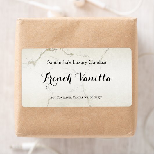 クリームと金ゴールド大理石キャンドルラベルテンプレート ラベル (インサイチュ)