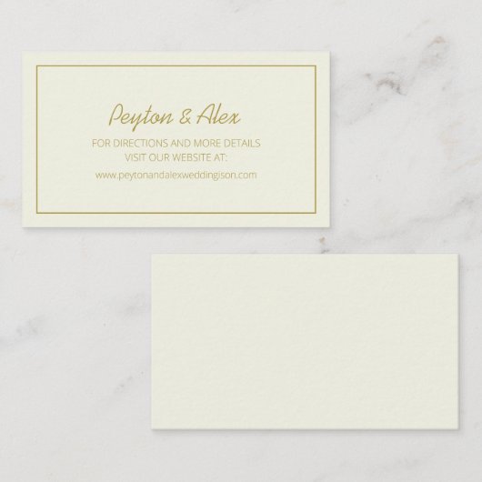 クリームと金ゴールド結婚のウェブサイト 名刺 (正面/裏面)