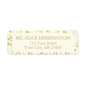 クリームと金ゴールド結婚の差出人住所ラベル ラベル (正面)