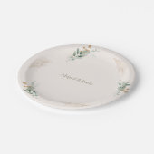 クリームと金ゴールド結婚の葉 ペーパープレート (アングル)