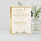クリームと金ゴールド結婚の詳細エンクロージャカード 招待状 (スタンド正面)