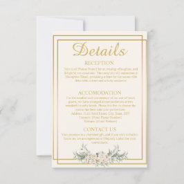 クリームと金ゴールド結婚の詳細エンクロージャカード 招待状