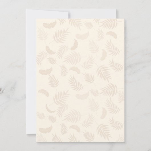 クリームと金ゴールド葉フローラスブランチムスリム結婚ズ 招待状 (裏面)