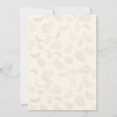 クリームと金ゴールド葉フローラブランチムスリムメンディ 招待状 (裏面)