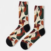 クリームと錆と緑の秋の収穫用ソックス ソックス (左)