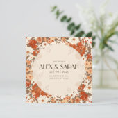 クリームと錆のヴィンテージフローラ保存日付 招待状 (スタンド正面)