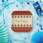 クリームと錆びたオレンジ色の秋をテーマ ペーパープレート (パーティー)